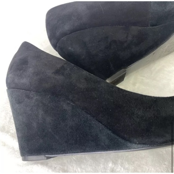 J. Crew SYLVIA Black Suede Wedge Pump Mule Women's Size 9M Cushioned EUC - Picture 6 of 11